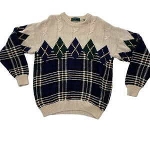 Vtg  Embassy Row  Crew Neck Nordic Aztec Pattern Cotton Sweater Men's Large